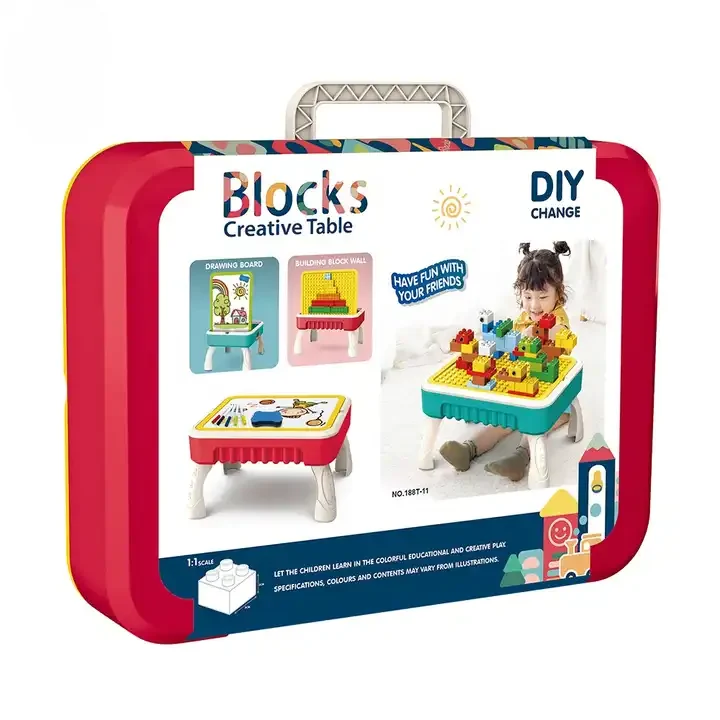 2-in-1 Blocks & Drawing Table – Building Blocks Activity Table for Kids - Image 3